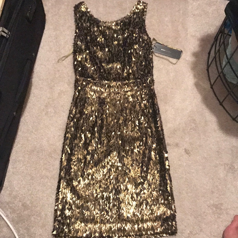 Gold sequins short dress